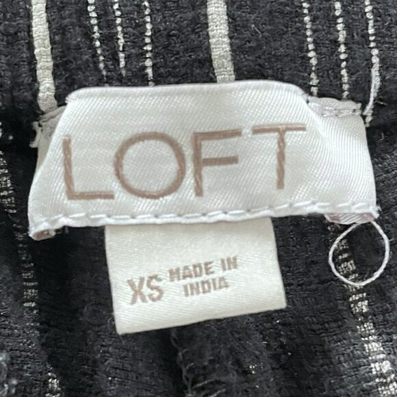 Loft Women's Sz XS Fluid Black & White Striped Crepe Crop Wide Leg Pull On Pants - Picture 4 of 7